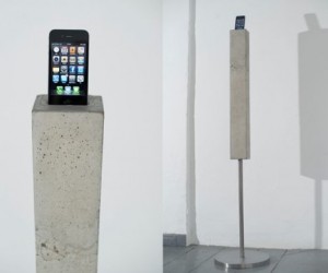 Constructed out of solid concrete, this iPhone & iPod docking tower is unlike any oth...