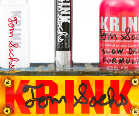 What could be better than a collaboration between Tom Sachs and Krink, two amazing artists? Well, how about a collaboration that results in something that people can use to create with themselves? Like a limited to 100 editions marker set. The set, which includes a homemade ‘police barrier’ base that houses three markers: a Black K-70 permanent ink marker, a White K-12 paint marker, and a Red K-66 ink marker. Signed and editioned on the bottom, this set is available for purchase at Tom Sachs or Collete.