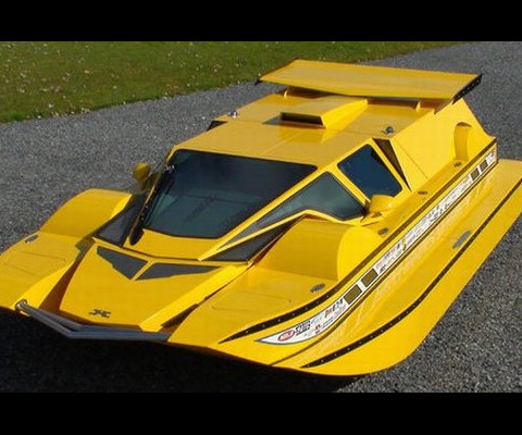 Designed and built by Rick Dobbertin, the HydroCar is an amphibious car that transforms its shape from �Land Mode� to �Water Mode� at the flip of a switch. In the land mode, the Dobbertin HydroCar raises its full-length articulating sponsons (or the pontoons), which function as the car�s fenders. While on the water, these sponsons are lowered by about eight inches to transform the car into a tunnel-hulled watercraft within no time. Rick Dobbertin sold his three earlier projects to finance the HydroCar.