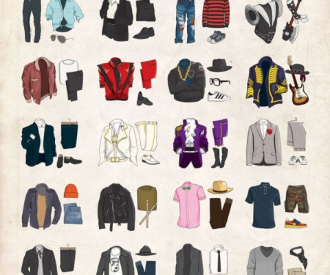 EveryGuyed presents ‘Ensemble: The Style of Music’ a series of posters featuring Iconic Outfits from 20 Male Musicians. Designed by Glenn Michael of Moxy Creative House, and illustrated by James Alexander the prints are available here
Click here to see individual outfits including Bob Dylan, Elvis, Jimi Hendrix, Kanye West, Michael Jackson, and more!
