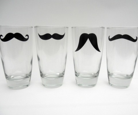 A great item for any moustache devotee, this set of four 16oz water glasses from Modern Madness are the perfect way to start a conversation over drinks. Available in your choice of colorways and styles, pictured below, these glasses are surely a welcome change from the mismatched flotsam that currently occupies your cupboards. Available here. 