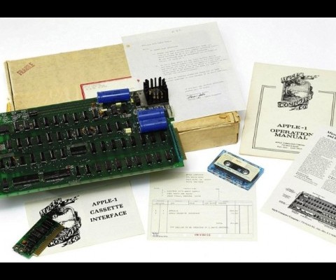 Only about 200 of the Apple-1 computers were produced, beginning in 1976. This one is unique in that it retains the original shipping box as well as a letter to the buyer from Steve Jobs.